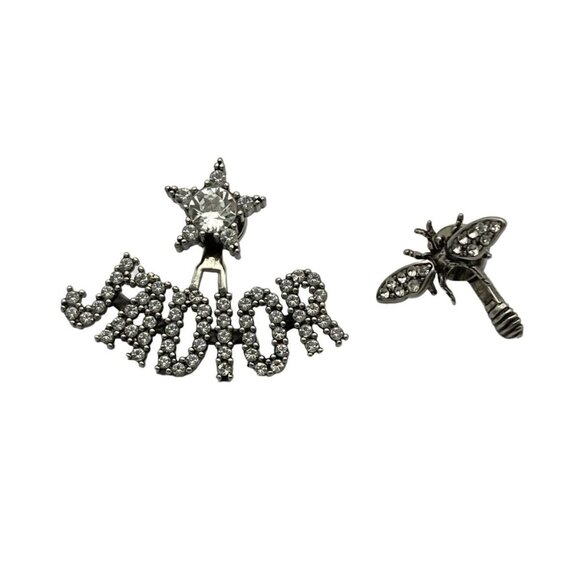 Auth DIOR/ChristianDior J'ADIOR - Silver Clear Hardware Rhinestones Earrings - Picture 1 of 3